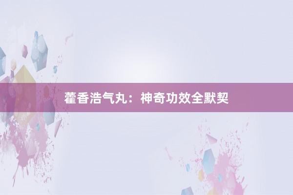 藿香浩气丸:神奇功效全默契
